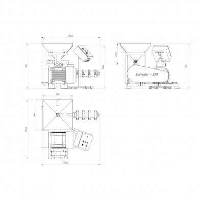 Ekstruderis EGK-500 su smulkintuvu ir drėkinimo sistema 55Kw 2